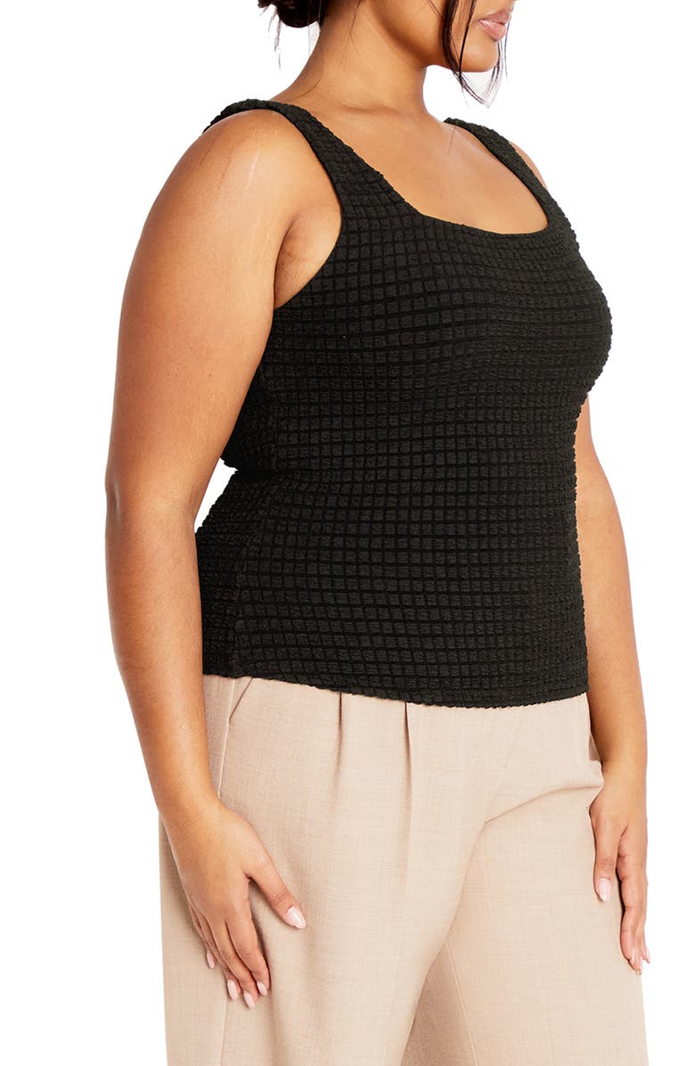 City Chic Lora Textured Square Neck Top, Alternate, color, Black