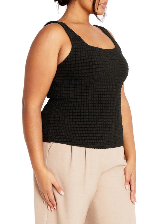 City Chic Lora Textured Square Neck Top In Black