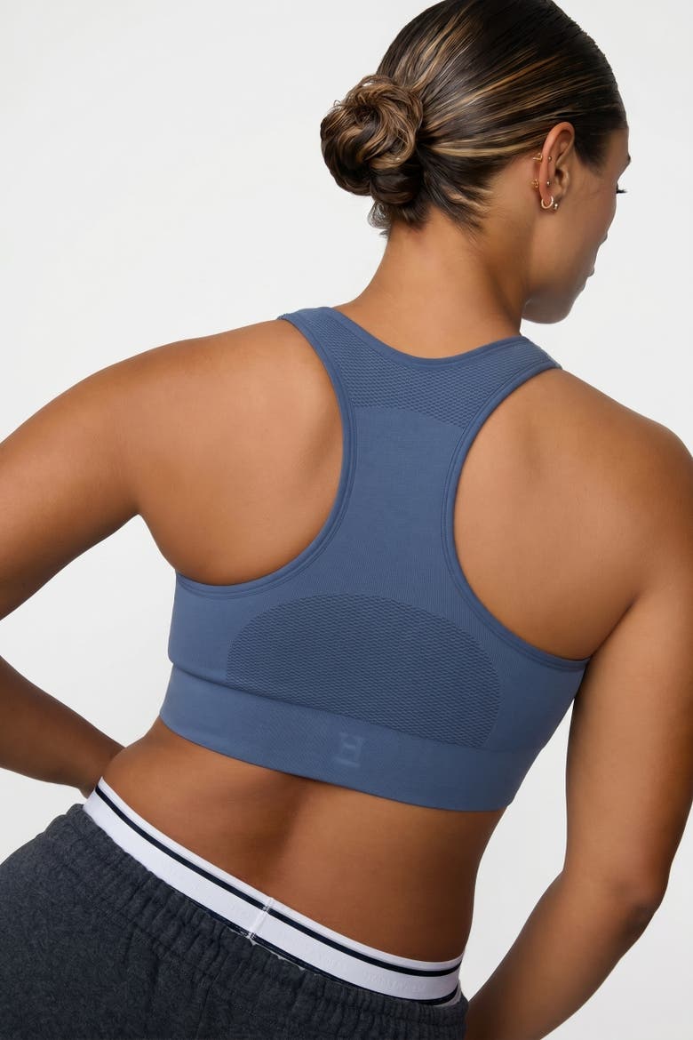 Seamless Racerback Sports Bra, Alternate, color, Evernight