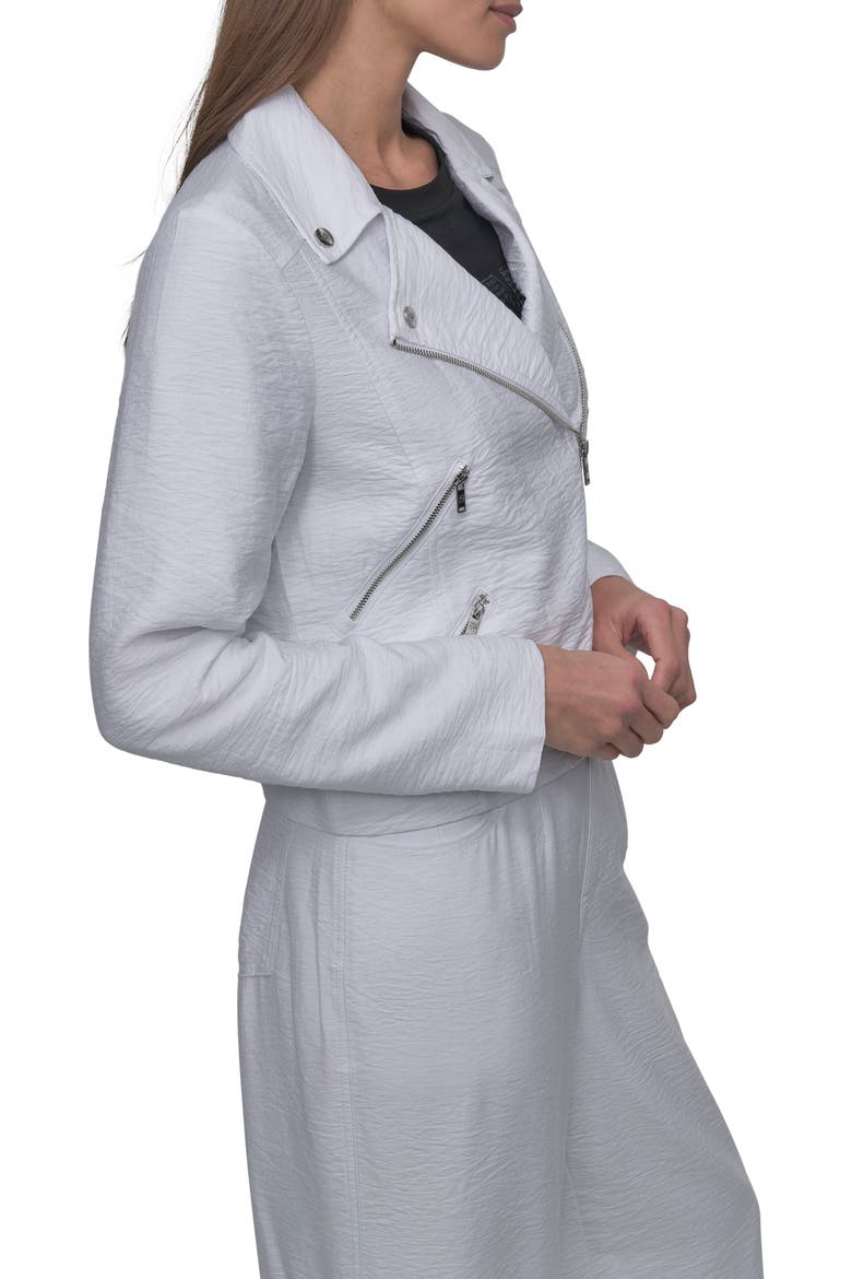 Crinkle Moto Jacket, Alternate, color, WHITE