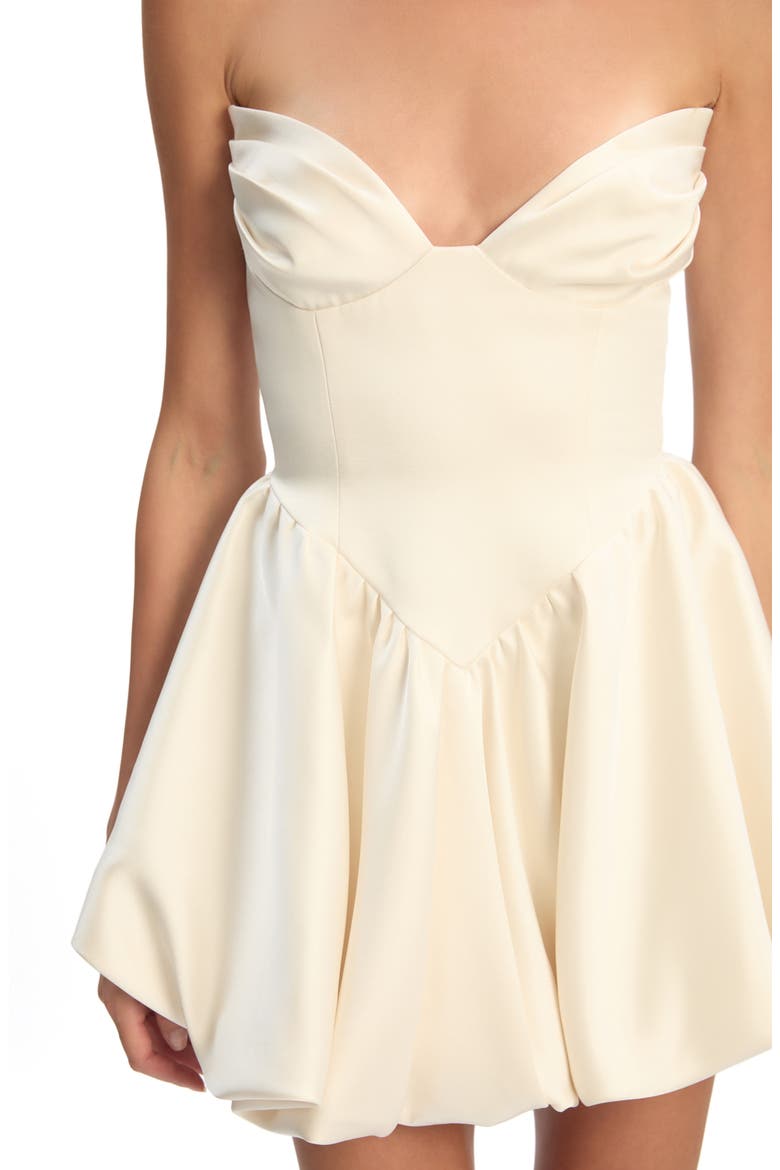 Avella Strapless Bubble Hem Minidress, Alternate, color, IVORY