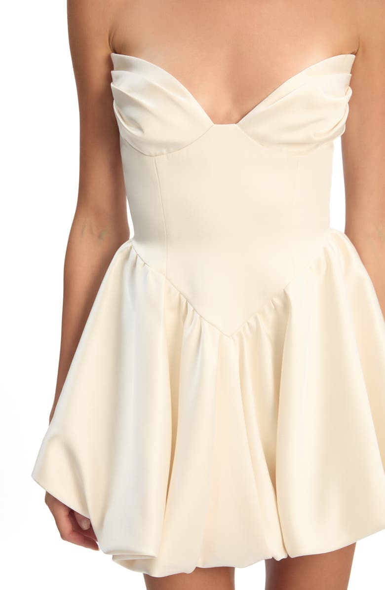 Bardot Avella Strapless Bubble Hem Minidress, Alternate, color, Ivory