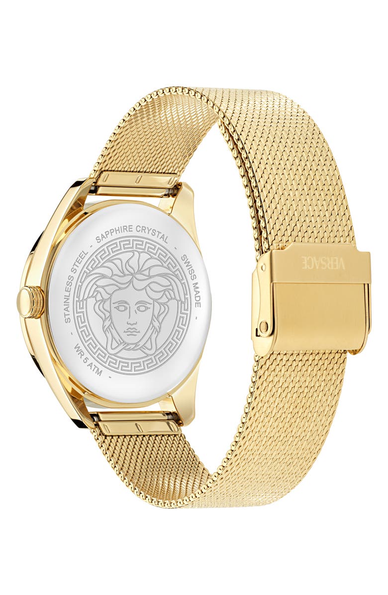 Versace New V-Circle Mesh Strap Watch, 36mm, Alternate, color, 