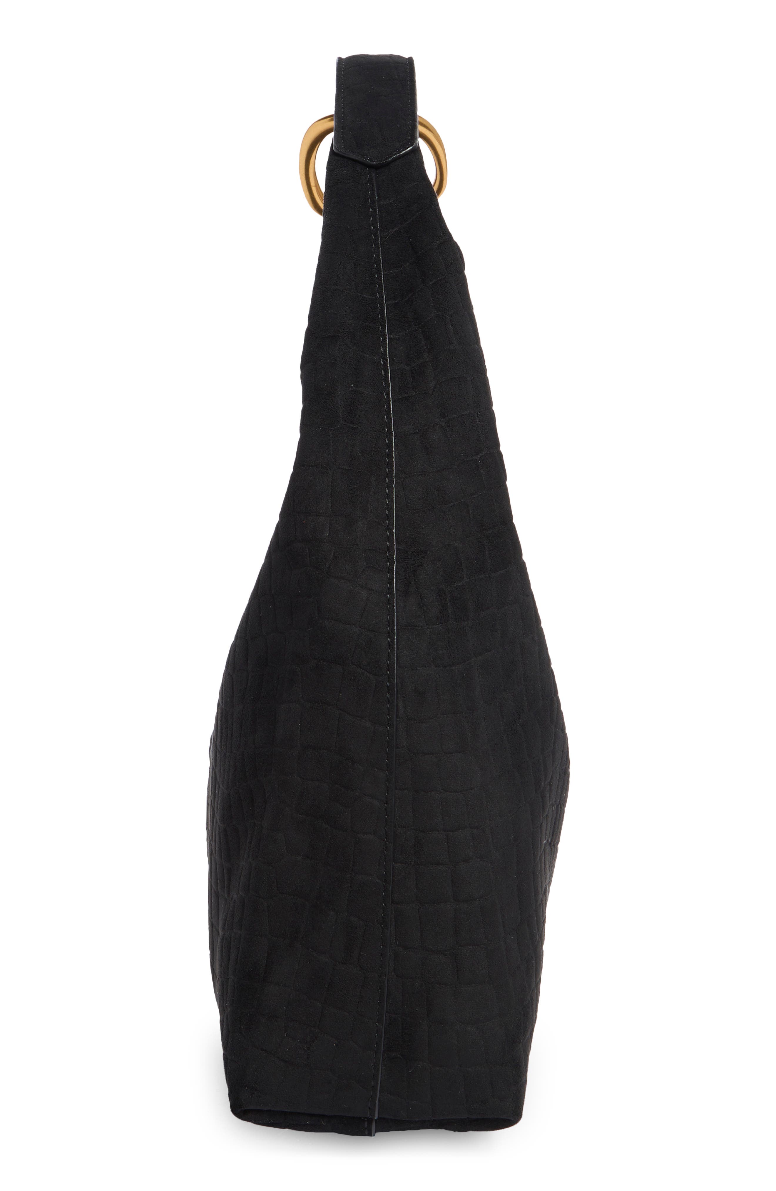 Greta Shoulder Bag, Alternate, color, BLACK CROCO EMBOSS SUEDE