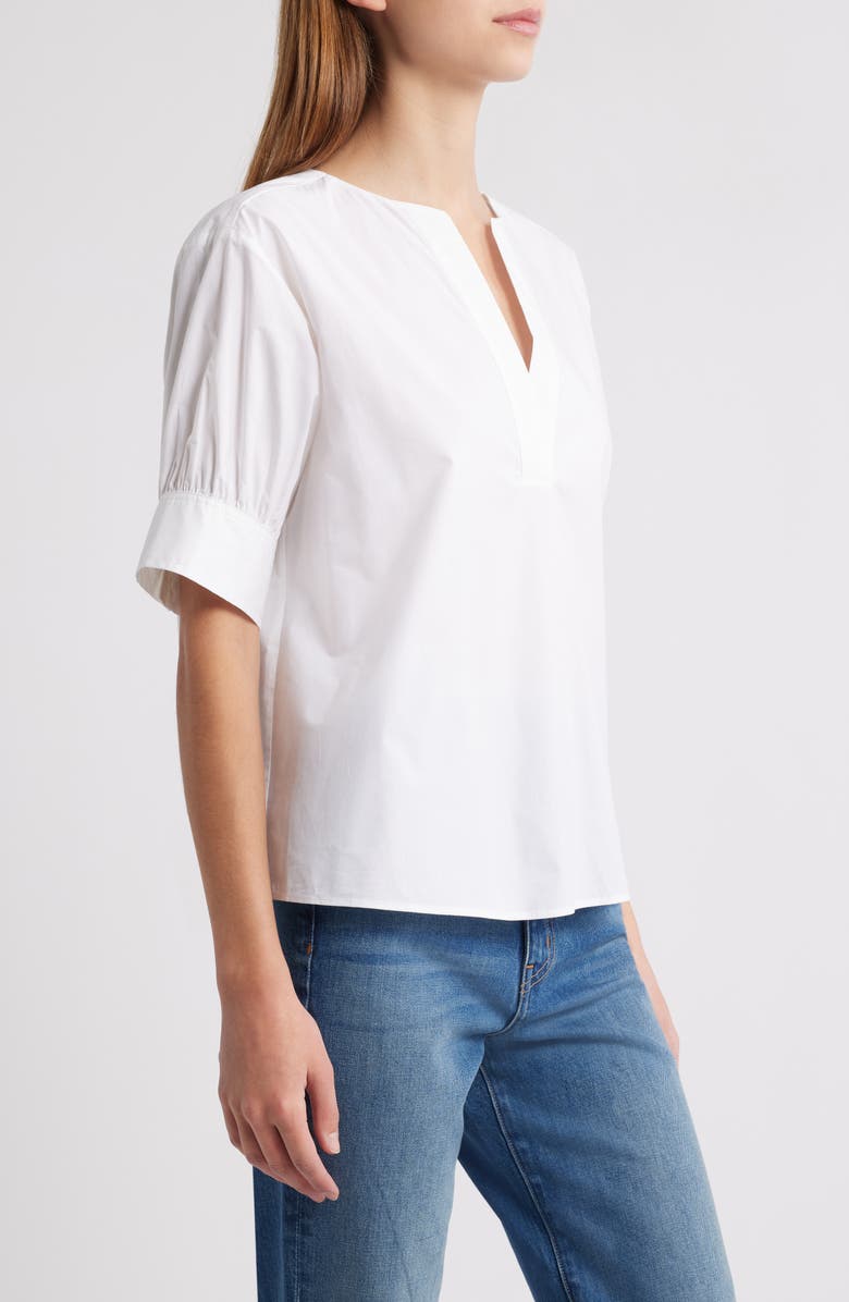 FRAME Split Neck Organic Cotton Popover Top, Alternate, color, White