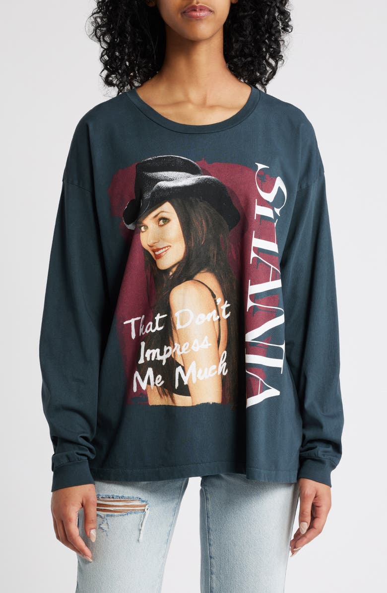 Daydreamer Shania Twain That Don't Impress Me Long Sleeve Cotton Graphic T-Shirt, Main, color,