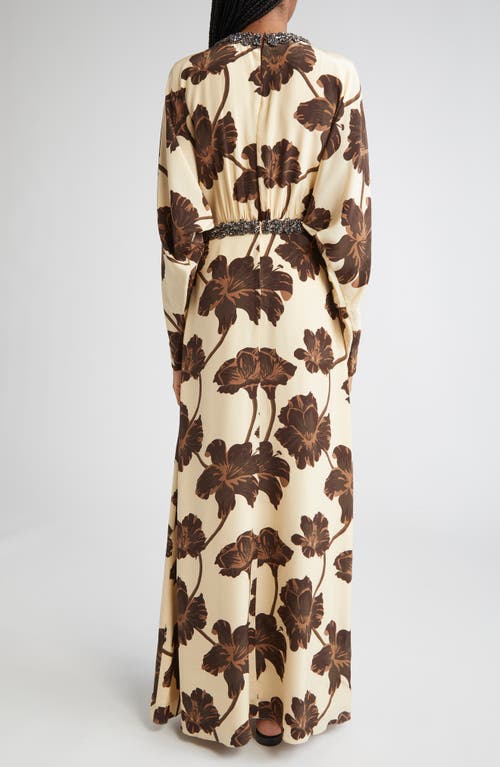 Johanna Ortiz Adoracion Continua Long Sleeve Silk Tunic Dress In Multi