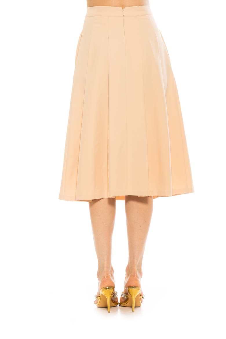 Illia Pleated Midi Skirt, Alternate, color, BEIGE