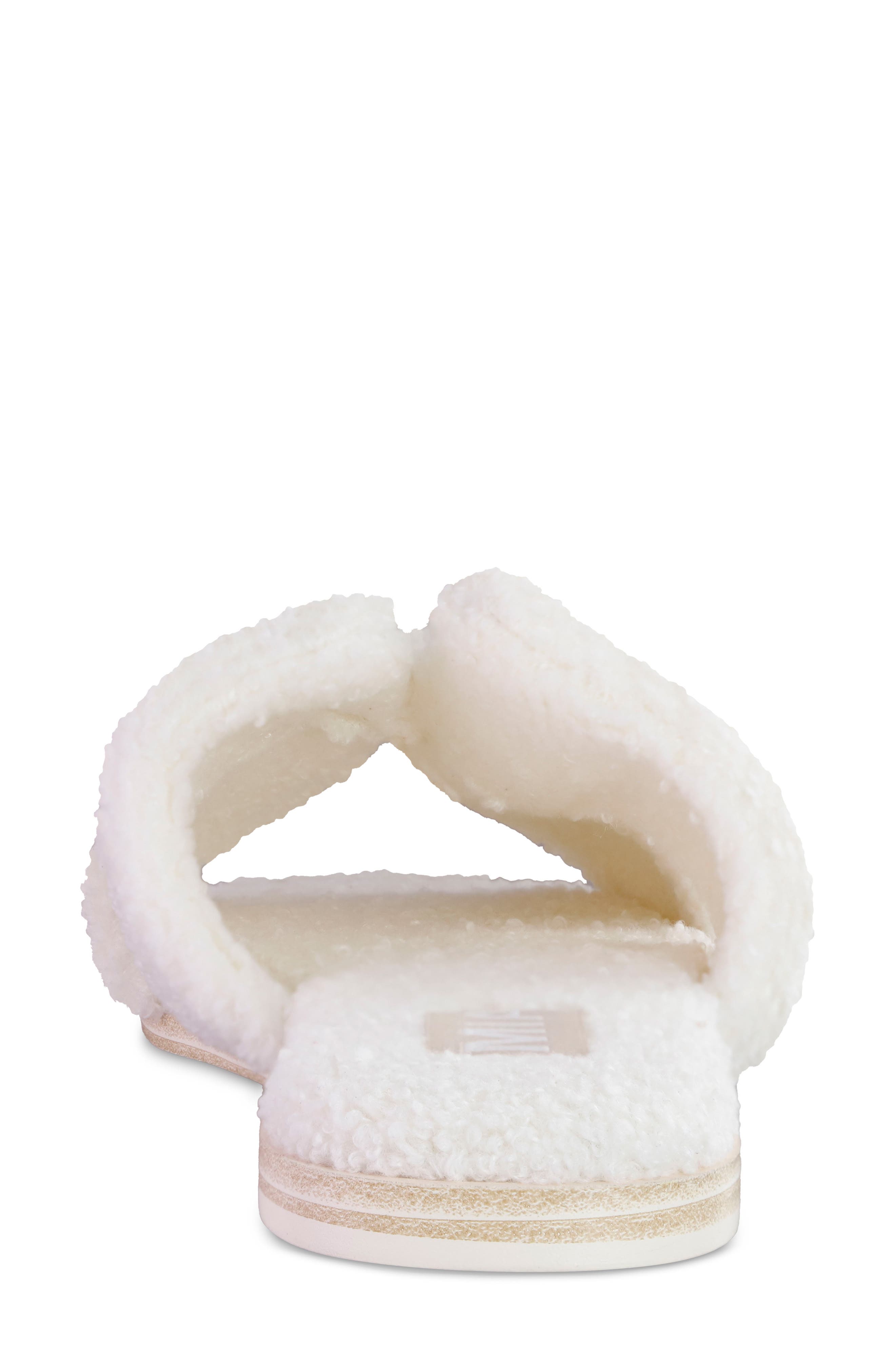 MIA Cosette Faux Shearling Sandal, Alternate, color, White