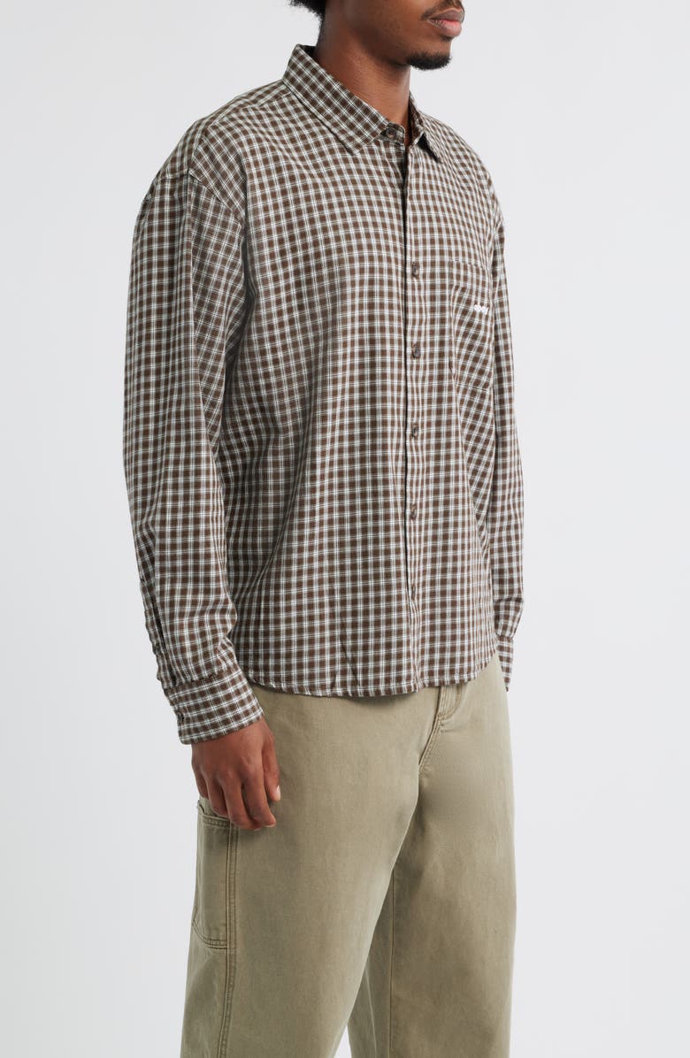 Obey Bigwig Andy Shadow Check Cotton Button-Up Shirt, Alternate, color, Wren Multi