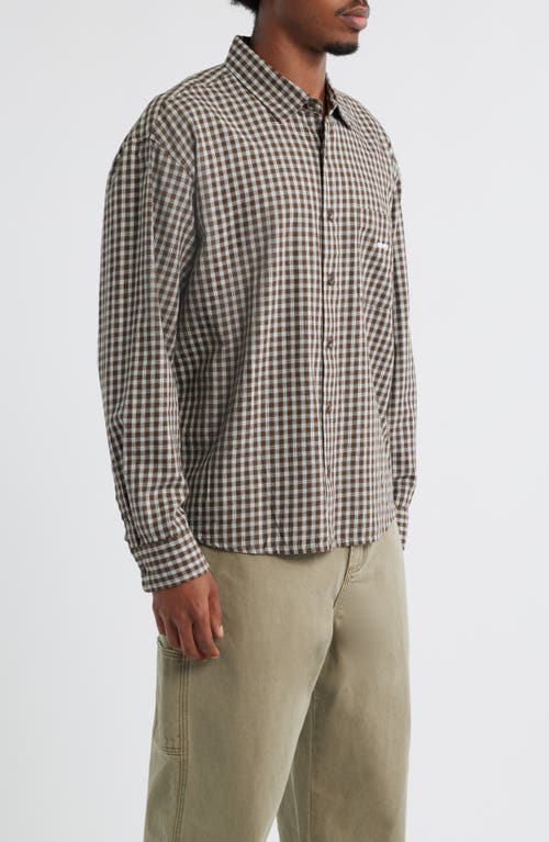 Obey Bigwig Andy Shadow Check Cotton Button-up Shirt In Brown
