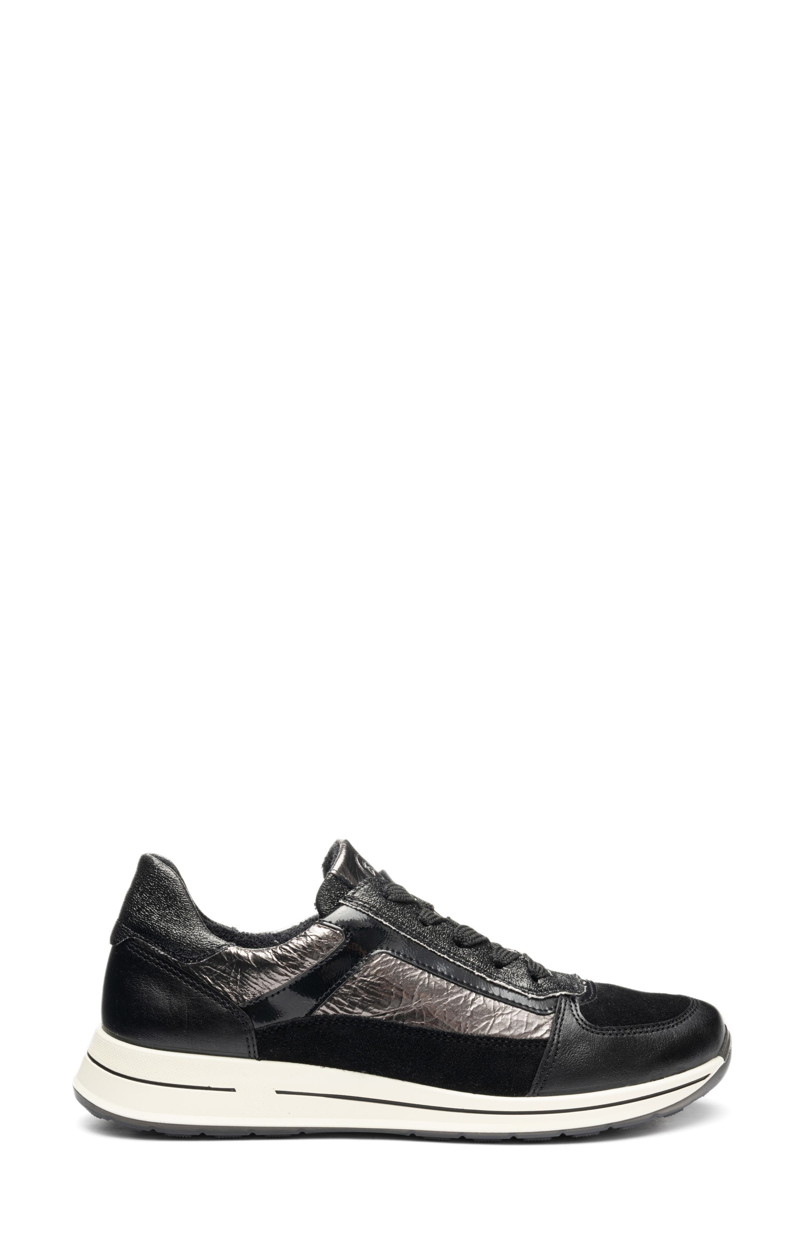 Obsidian Leather Sneaker, Alternate, color, BLACK/STEEL