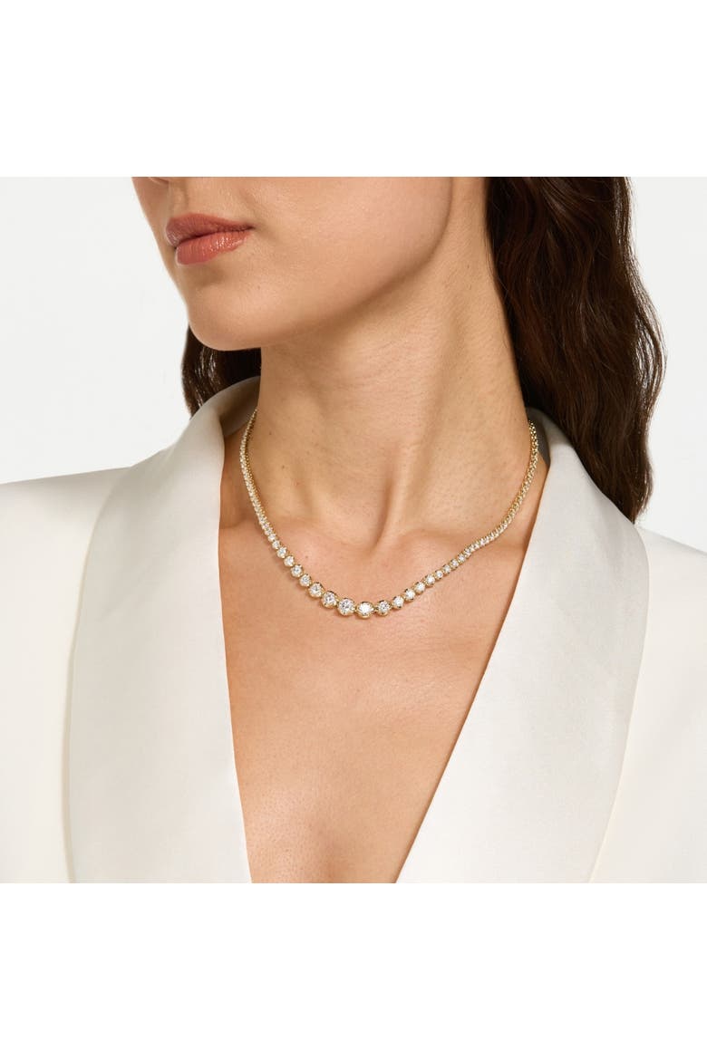 11 1/2Ct Graduated Diamond Tennis Necklace 14k Gold Lab Grown, Alternate, color, 14k Yellow Gold