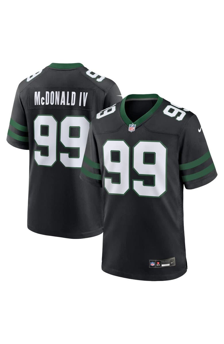 Nike Men's Nike Will McDonald IV Legacy Black New York Jets Alternate Game Jersey, Main, color, 