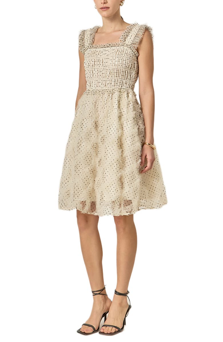 English Factory Frill Detail Polka Dot Dress, Alternate, color, White/ Black