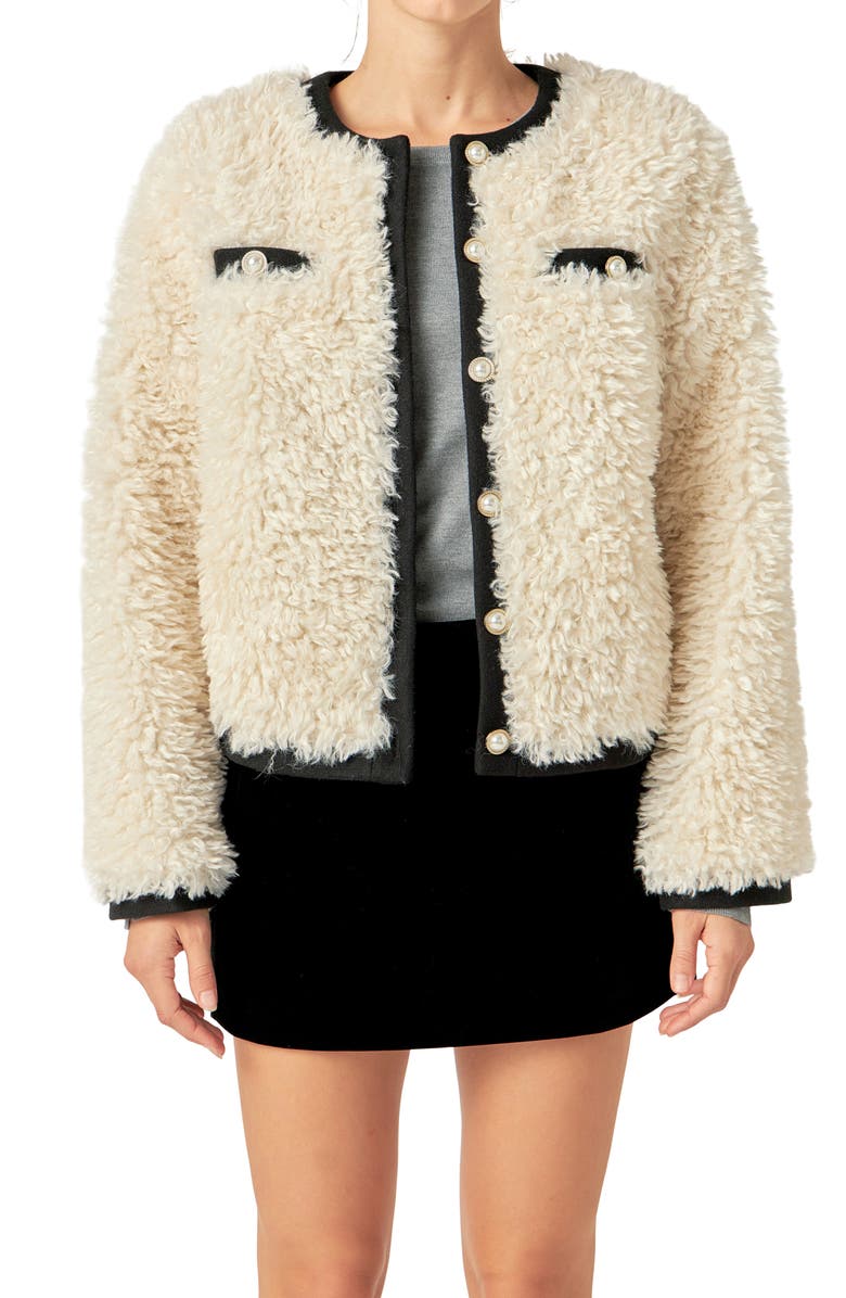 English Factory Faux Shearling Jacket, Alternate, color,