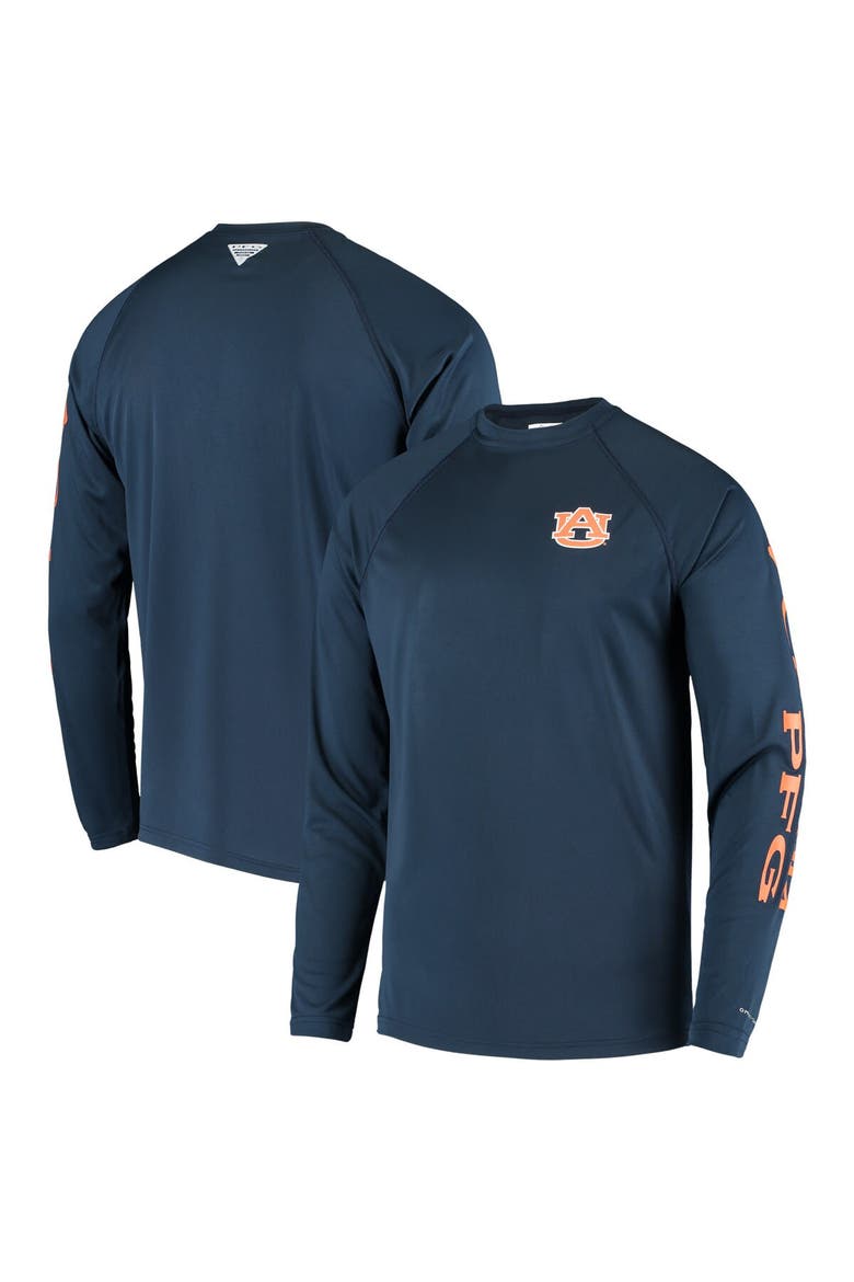 Men's Columbia PFG Navy Auburn Tigers Terminal Tackle Omni-Shade Long Sleeve T-Shirt, Main, color, Navy