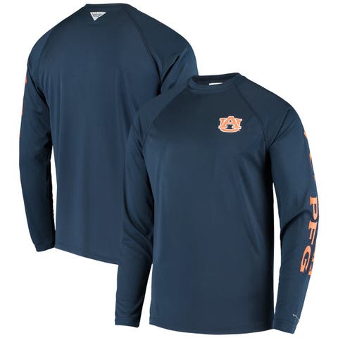 Men's Columbia PFG Navy Auburn Tigers Terminal Tackle Omni-Shade Long Sleeve T-Shirt
