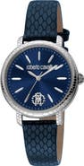Roberto Cavalli Quartz Leather Strap Watch, 32mm
