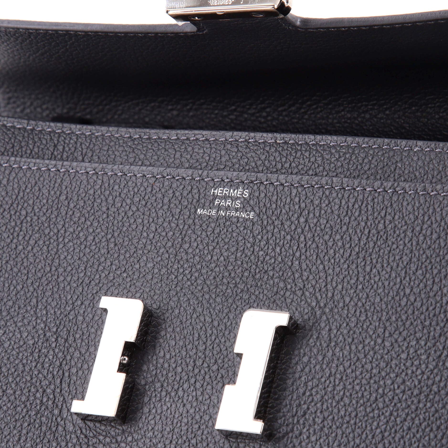 Pre-Owned Hermes Constance To Go Wallet Evercolor, Alternate, color, Gris Misty