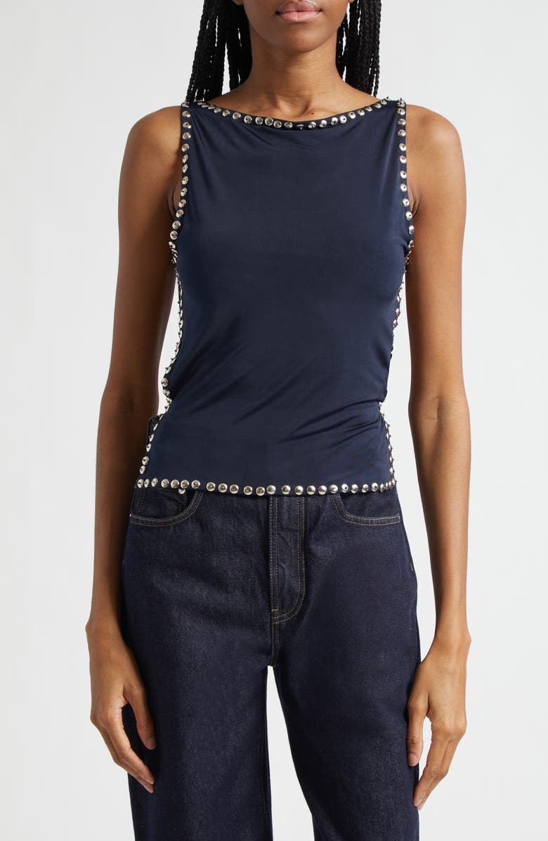 Siedrés Zelna Stud Open Back Tank, Main, color, Navy