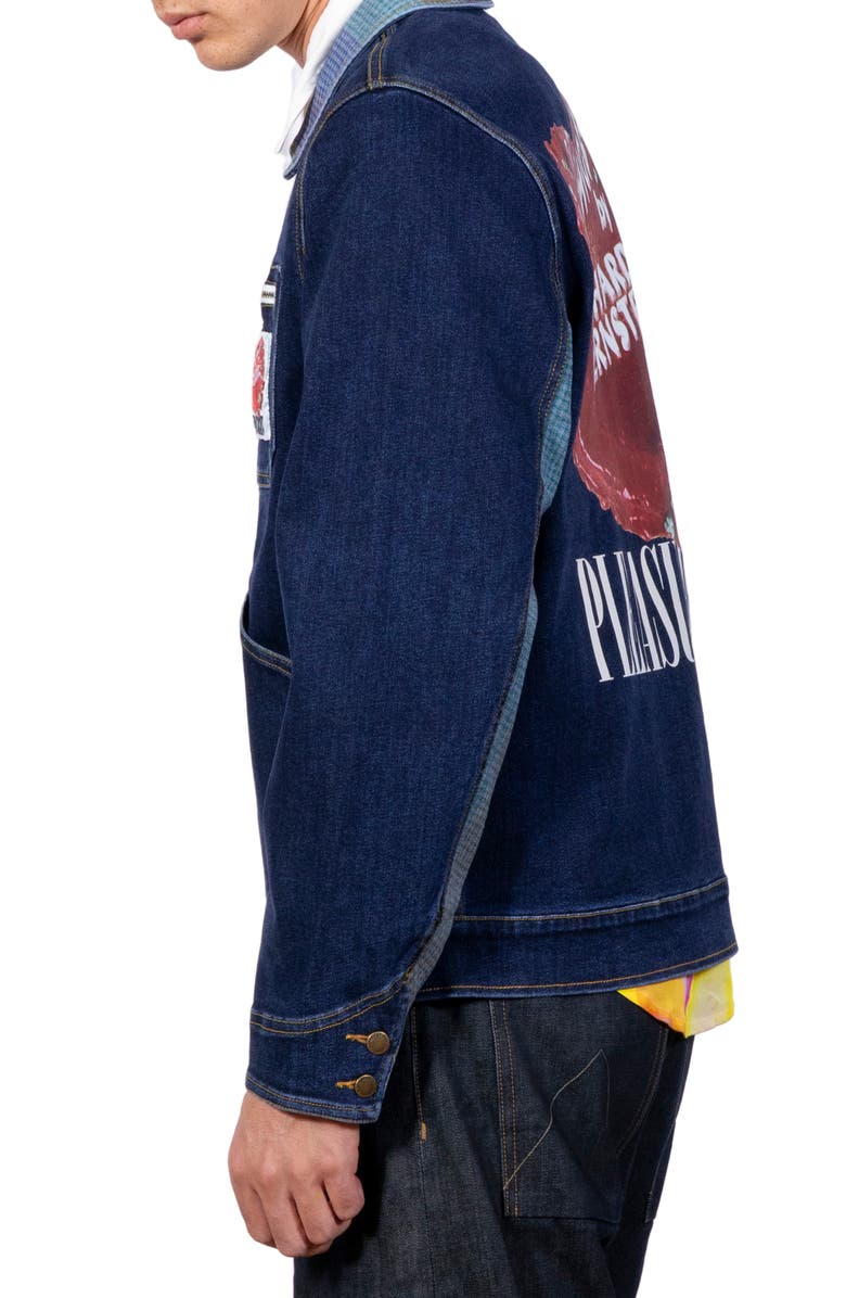 PLEASURES x Richard Bernstein Cake Denim Zip Jacket, Alternate, color, Indigo