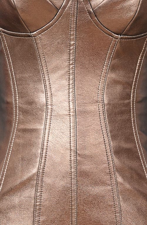 Mistress Rocks Metallic Faux Leather Minidress In Bronze Metallic