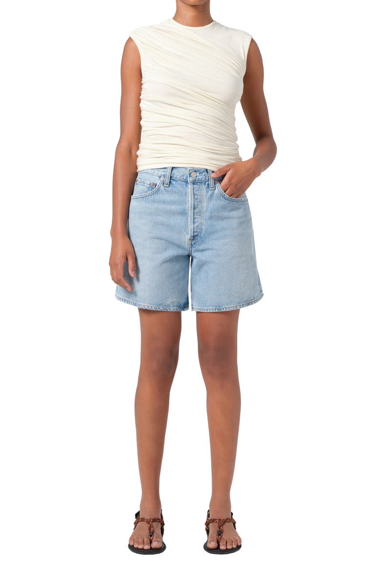 Dame High Waist Mid Length Relaxed Denim Shorts, Alternate, color, COAX