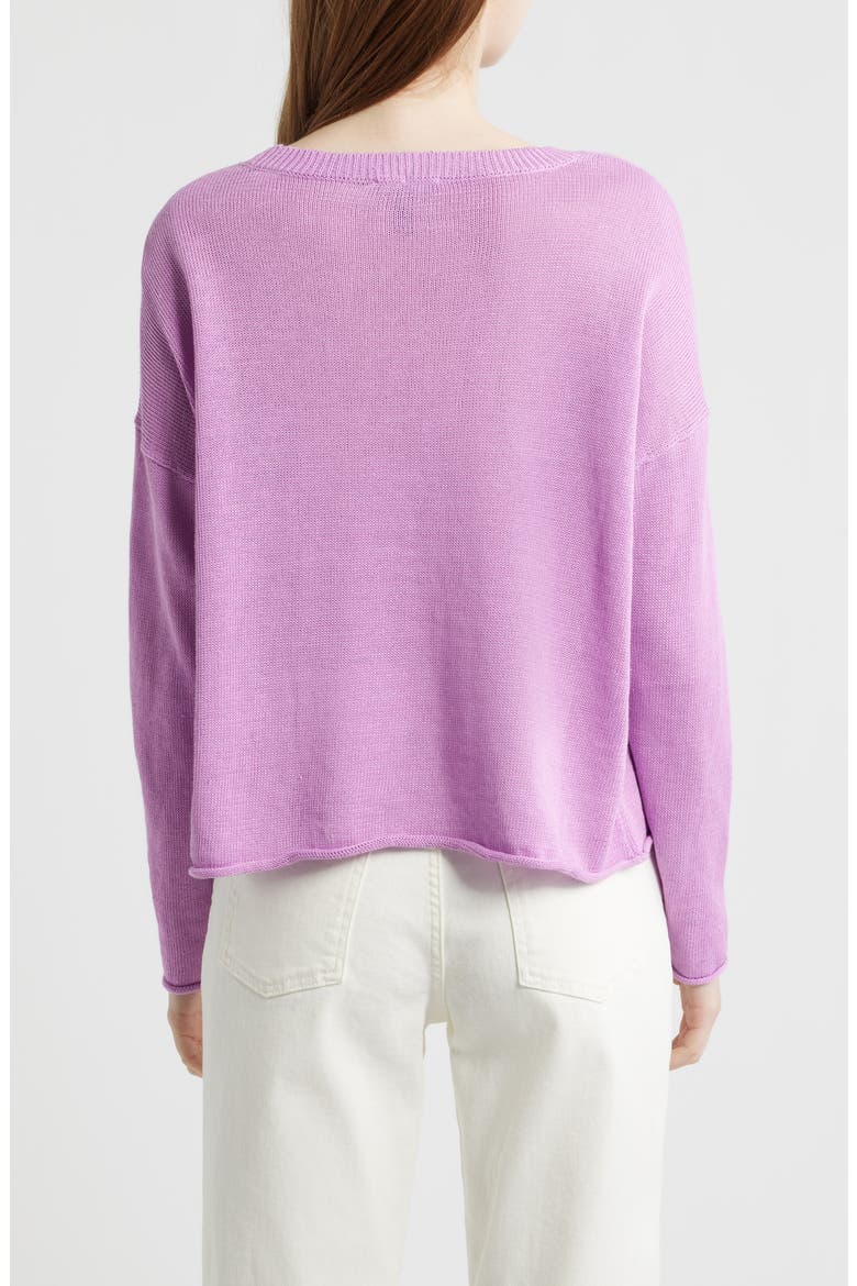 Crewneck Organic Linen & Organic Cotton Sweater, Alternate, color, BRIGHT ASTER