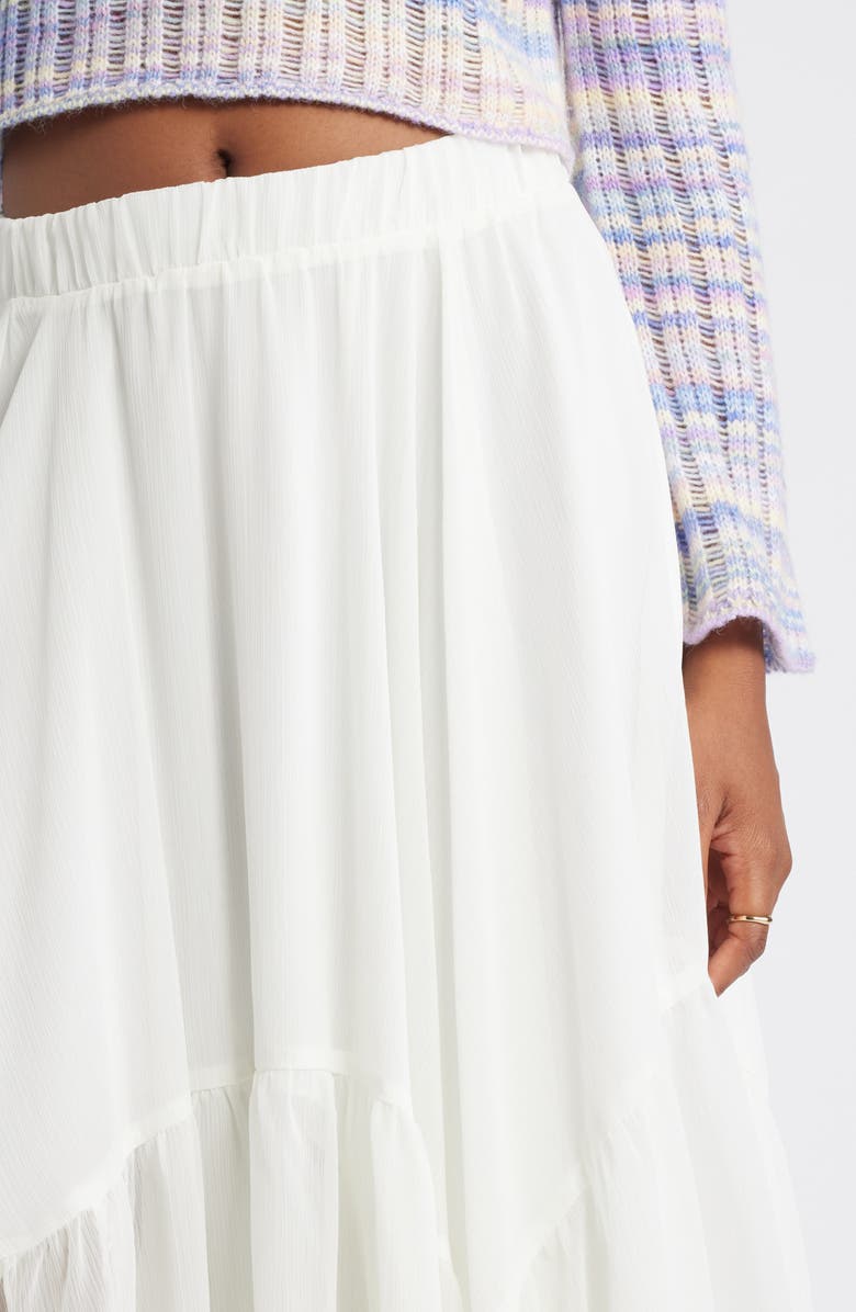 BP. Boho Ruffle Trim Maxi Skirt, Alternate, color, White Blanc