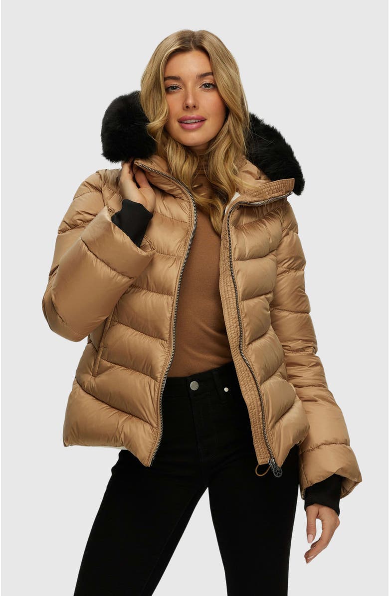 GORSKI Apres-Ski Short Jacket With Detachable Trim, Alternate, color, Camel/Black