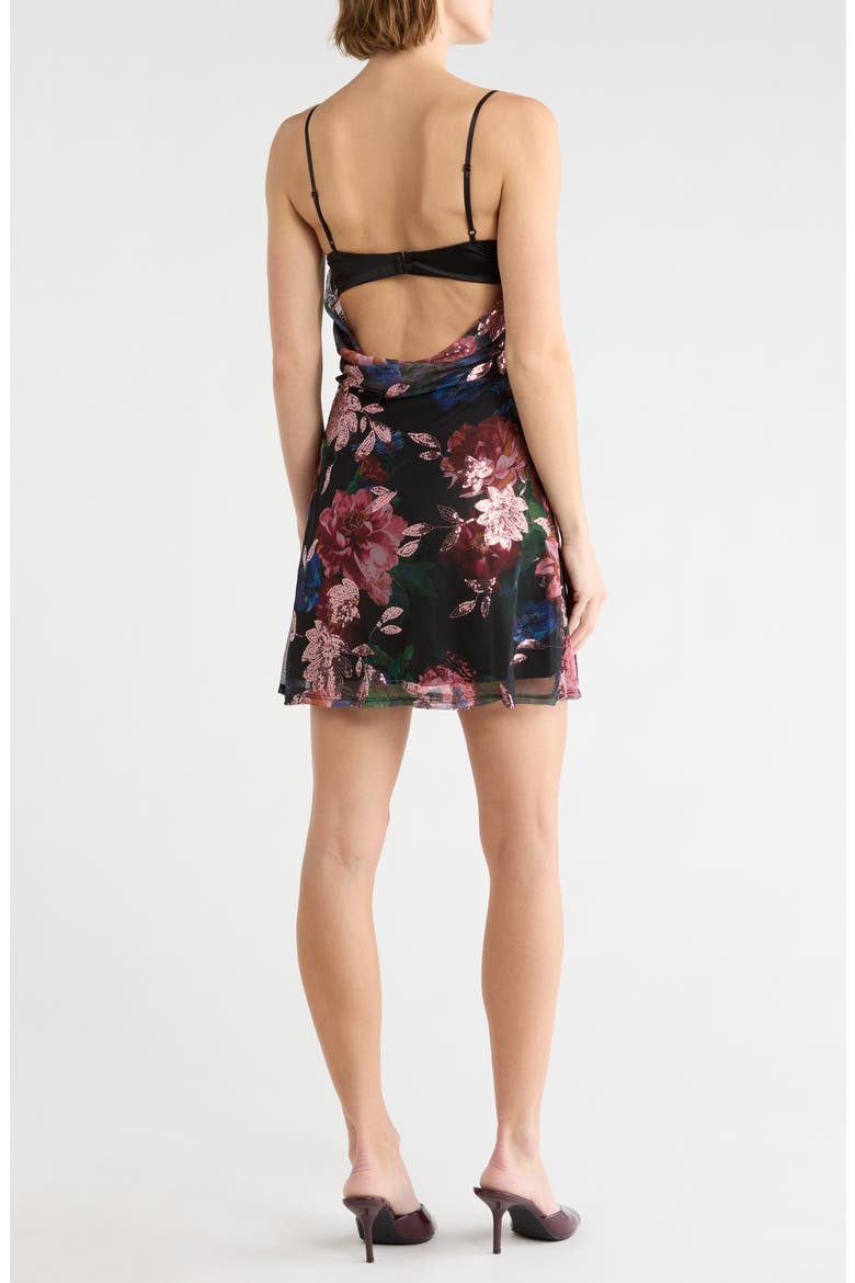 Floral Mesh Sequin Minidress, Alternate, color, BLACK/ MULTI