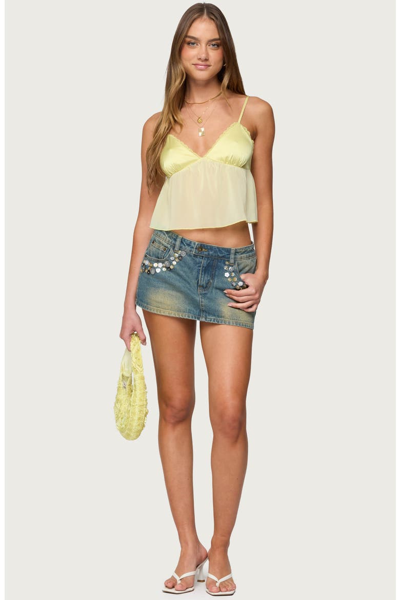 Krisa Sheer Chiffon Babydoll Top, Alternate, color, YELLOW