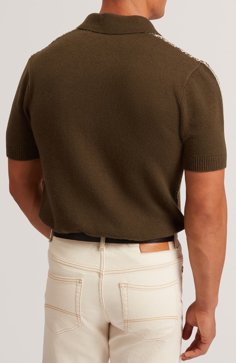 Ted Baker Kolomer Textured Herringbone Polo, Alternate, color, Olive