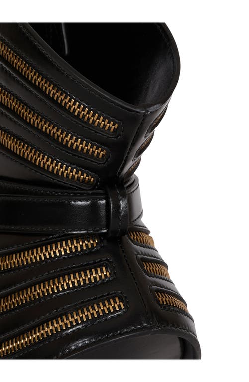 Balmain Shuffle Medium Belted Zipper Shoulder Bag In Leather In Black