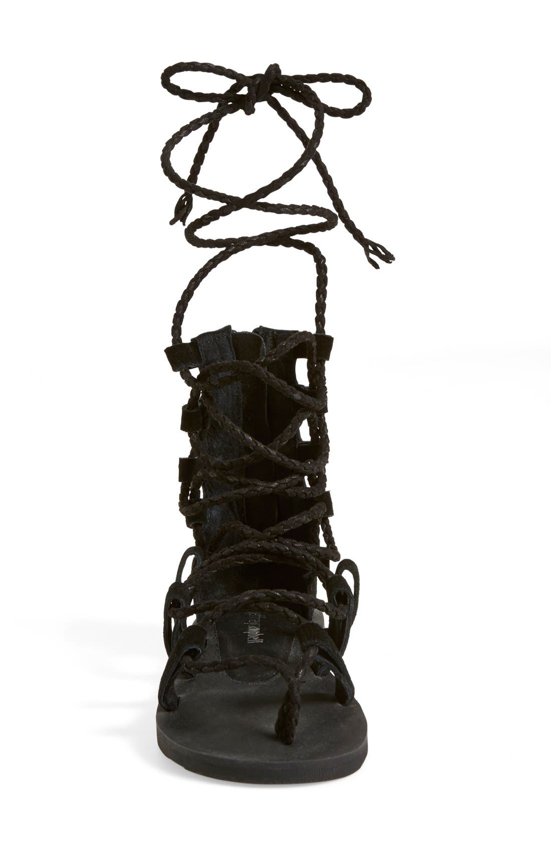 'Hola' Lace-Up Gladiator Sandal, Alternate, color, BLACK