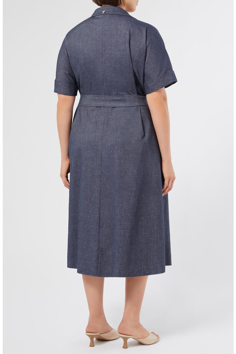 Favilla Double Breasted Cotton & Linen Shirtdress, Alternate, color, BLUE JEANS