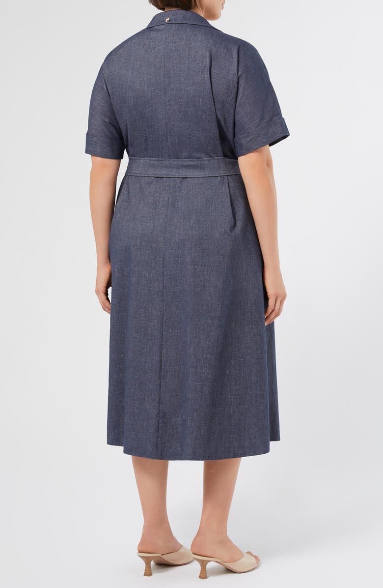 Marina Rinaldi Favilla Double Breasted Cotton & Linen Shirtdress, Alternate, color, Blue Jeans