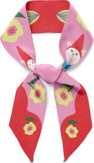Centinelle Cat Garden Gnome Twilly Ribbon Scarf
