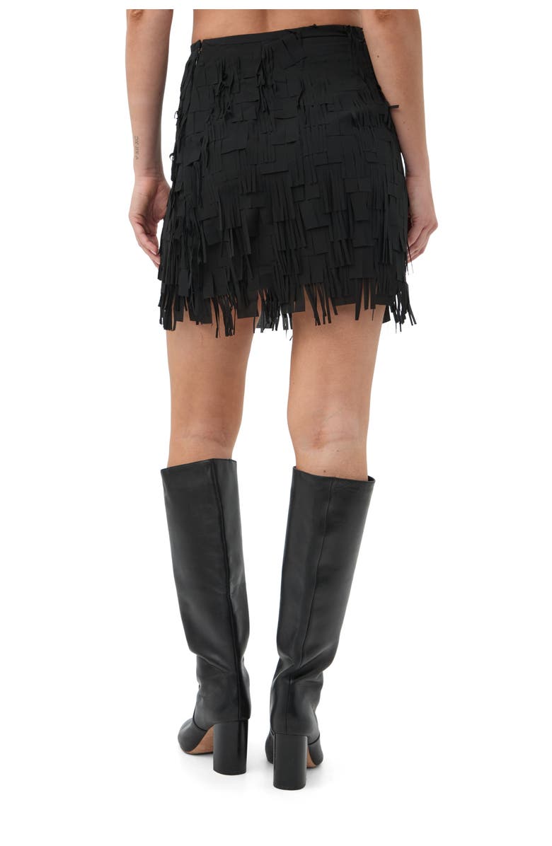 Trina Turk Rico Fringe Mini Skirt, Alternate, color, Black