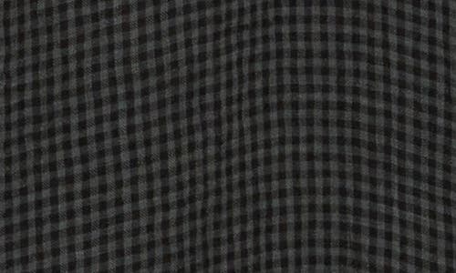 Eileen Fisher Classic Collar Linen Checkered Button-up Shirt In Black