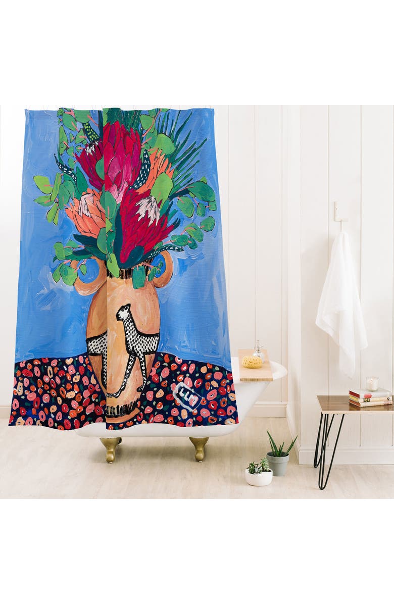 Deny Designs Cheetah Vase Shower Curtain, Alternate, color, Blue