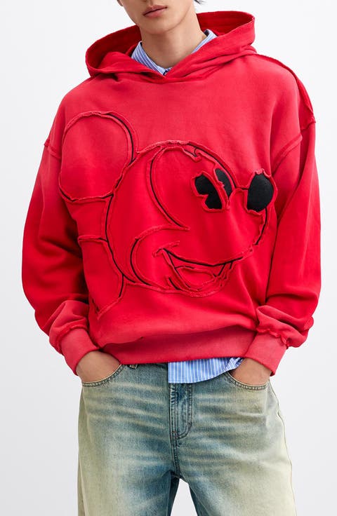 Mickey Mouse Embroidered Cotton Hoodie