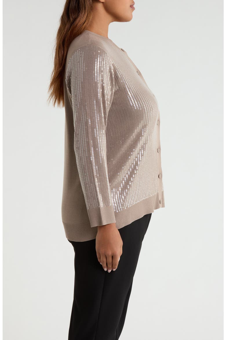 Sequin Embellished Cardigan, Alternate, color, NATURAL CLAY