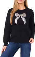 CeCe Sequin Bow Detail Sweater