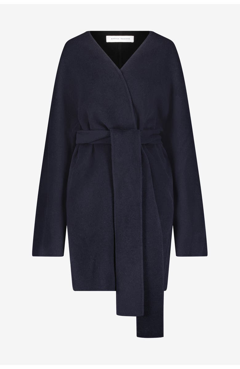 Marina Moscone Double Faced Wool Cocoon Coat, Alternate, color, Navy