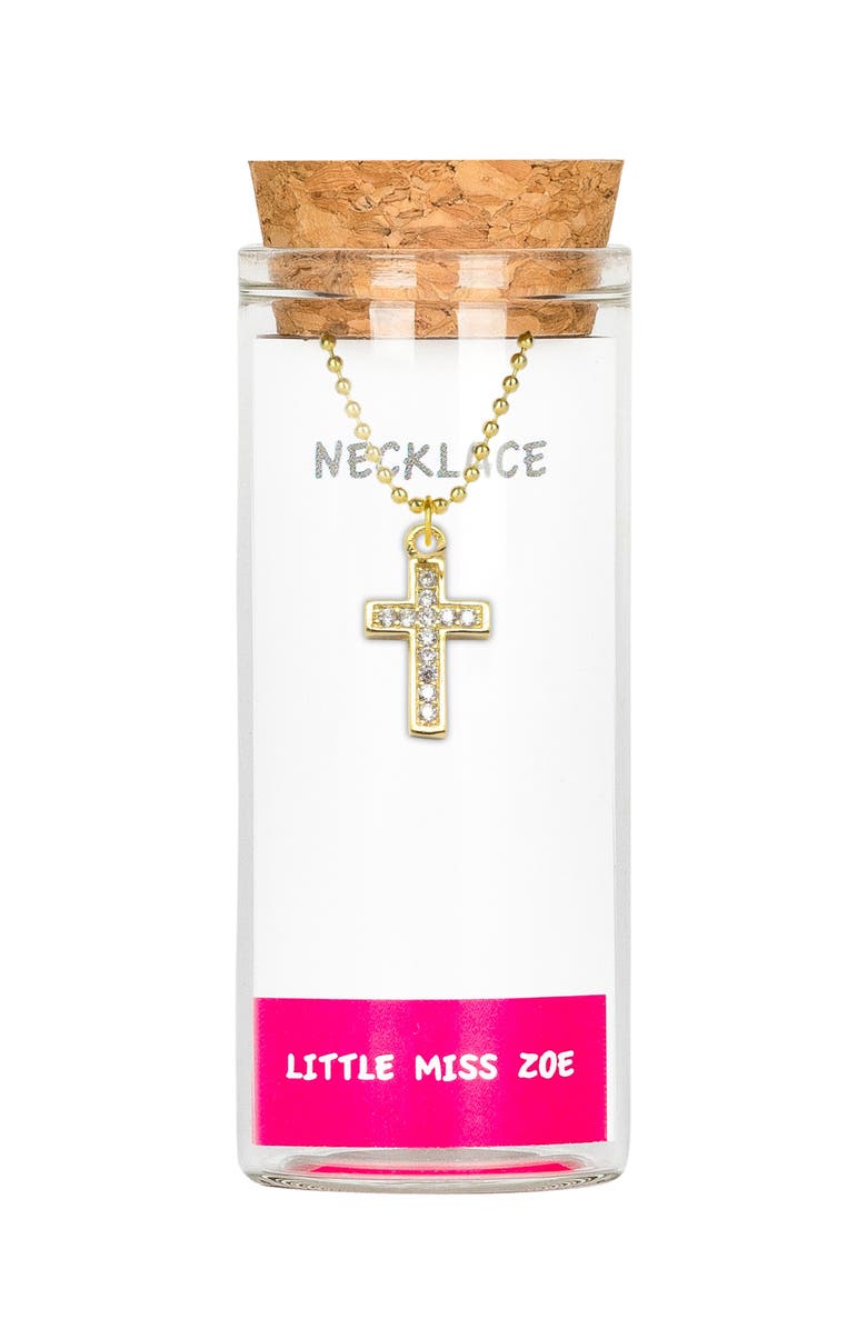 Little Miss Zoe Cross Charm Necklace, Main, color, Gold
