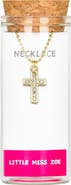 Little Miss Zoe Sparkly Cross Charm Necklace in Gift Bottle