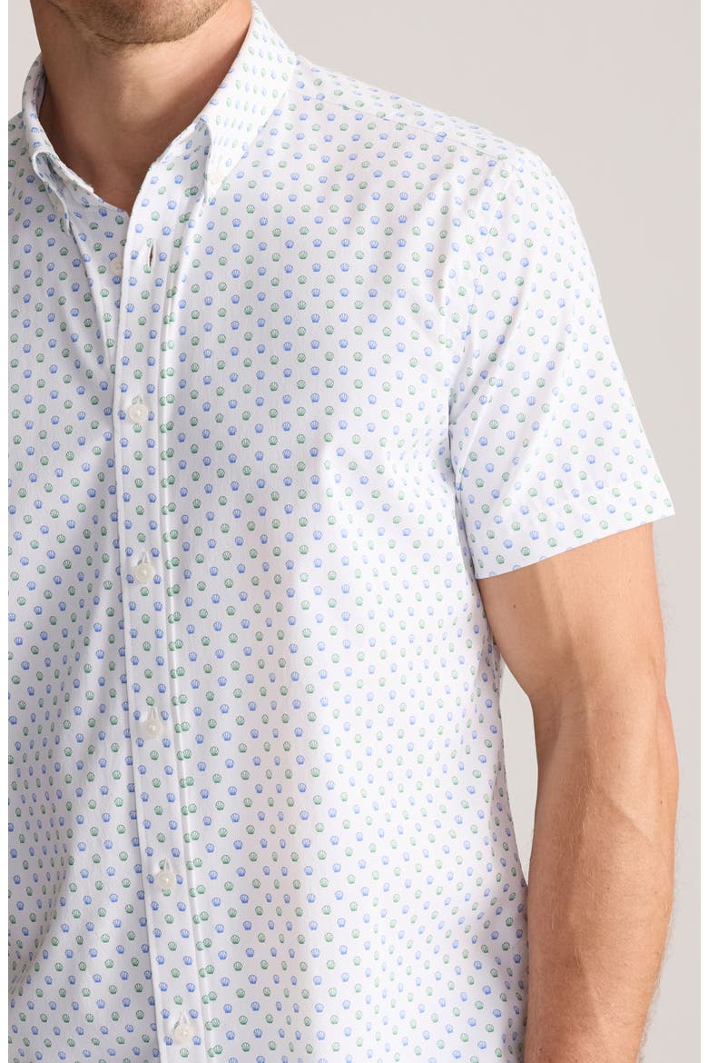 Short Sleeve Performance Button-Up Shirt, Alternate, color, GREEN BLUE