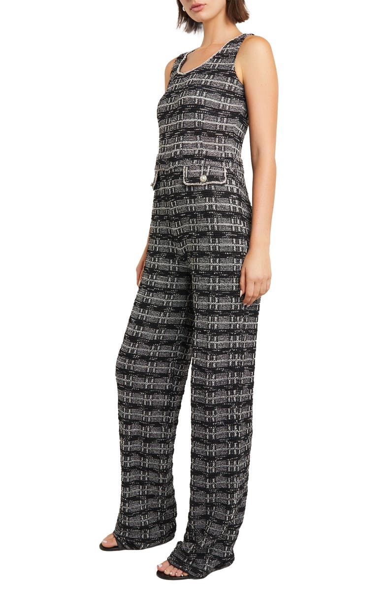 Misook Rhinestone Tweed Straight Leg Jumpsuit, Alternate, color, 
